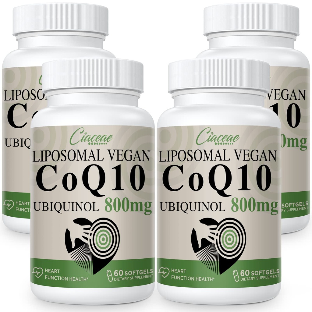 Liposomal CoQ10 800 mg Ubiquinol Softgel, Max Absorptio Ubiquinol Coenzyme Q10, Ubiquinol CoQ10 -lisä antioksidanttia, sydämen toimintaa ja energiantuotantoa varten, Pure CoQ10 800mg, 240 Vegan Softgels