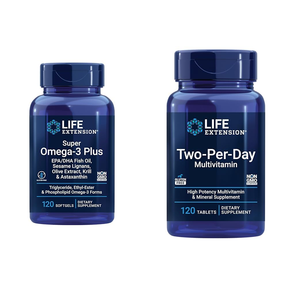 Life Extension Super Omega-3 Plus EPA/DHA Fish Oil, Seesam Lignans & Two-per-Day High Potency Multi- Vitamin & Mineral Supplement