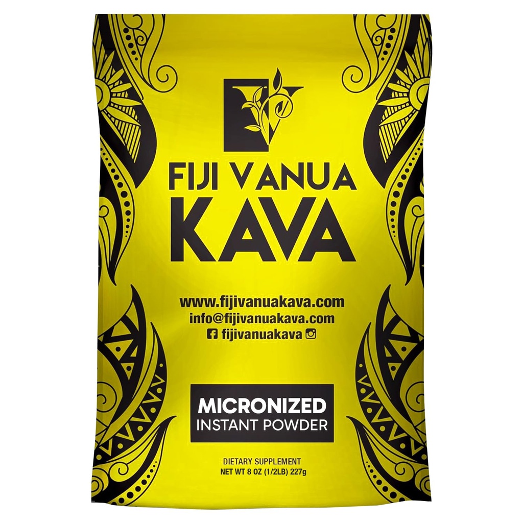 Fidzi Vanua Kava Micronized Kava Powder, kannettava ja helppo valmistaa Kava juuri, Ei koulutusta tarvitaan, puhdas ja vahva juomajauhe, 8 oz