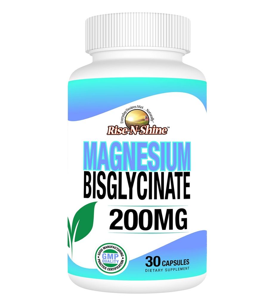 Nousu-N-Shine - Magnesium Bisglysinaatti 200 mg - Joint & Muscle Support - Täydennys tukea energiaa, digestio ja luut - Magnesium uni ja lepo (30 kapselia)