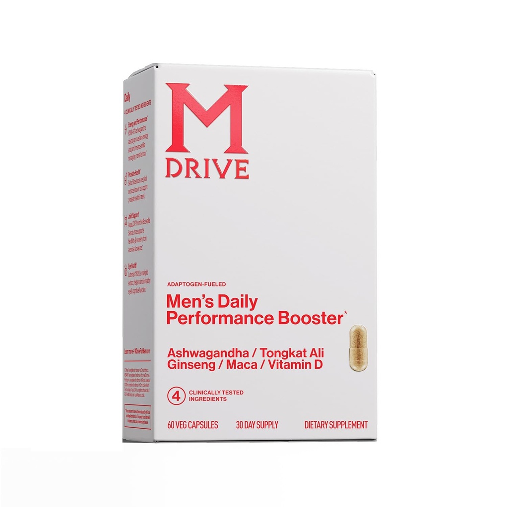Mdrive Men's Daily Performance Complex Support Supplement för Män - Ashwaghanda, Tongkat Ali, Ginseng, Maca & Vitamin D, 60 Capsules, 30 Day Supply