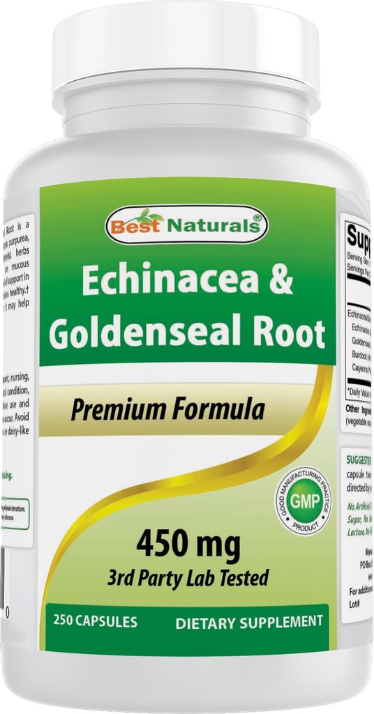 Bästa naturliga Echinacea Goldenseal 450 mg 250 Caps
