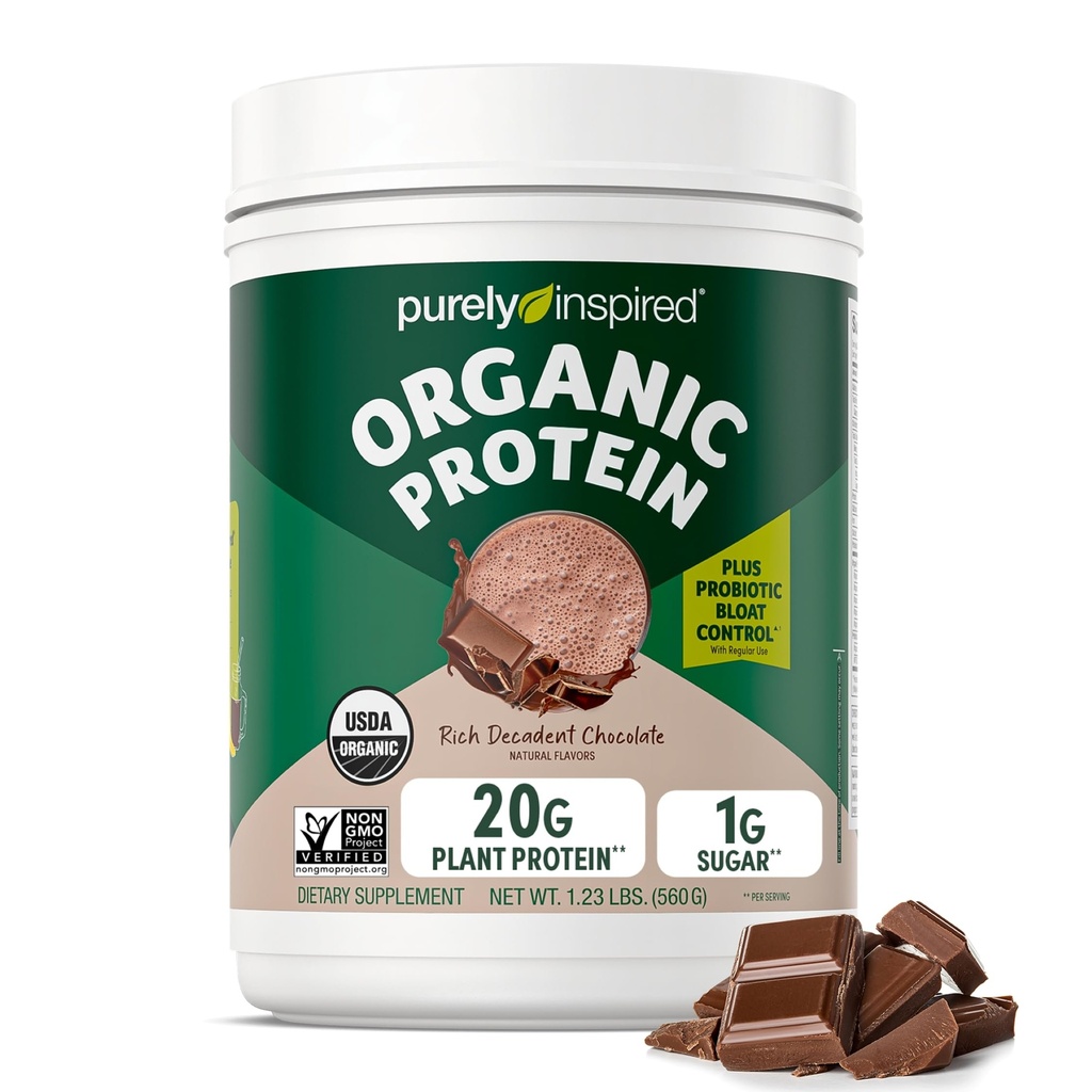 Puhtaasti inspiroitu kasviproteiinijauhe miehille ja naisille, rich Decadent Chocolate (16 tarjoilua) - Vegaani & Luomu - 20 g Pea Protein Powder for Smoothies & Shakes - Dairy-free, & Gluteeniton