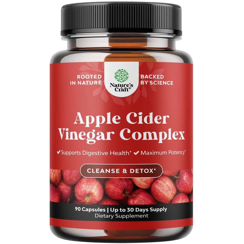 Rengöring Apple Cider Vinegar Capsules - ACV Cleanse och Detox Pills för Gut och Digestive Health med bantning Cayenne - Extra Styrka ACV kapslar för Gut Cleanse och Full Body Detox (30 portioner)