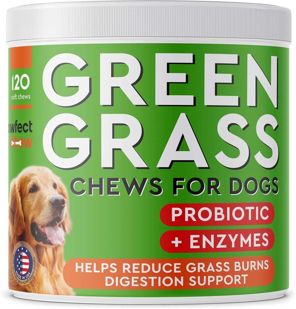 PAWFECTCHEW Dog Pee Grass Helper - Grassbehandling för hund urin - Dog Urine Neutralizer för gräsbränna fläckar - Dog Pee Lawn Repair Treats med probiotika - Made in USA - 120 Chews