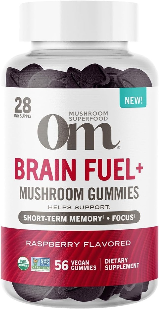 Om Mushroom Superfood Fuel+ Gummies, 28 Tarjoilut, Vadelma Gummy Supplement kanssa leijona...