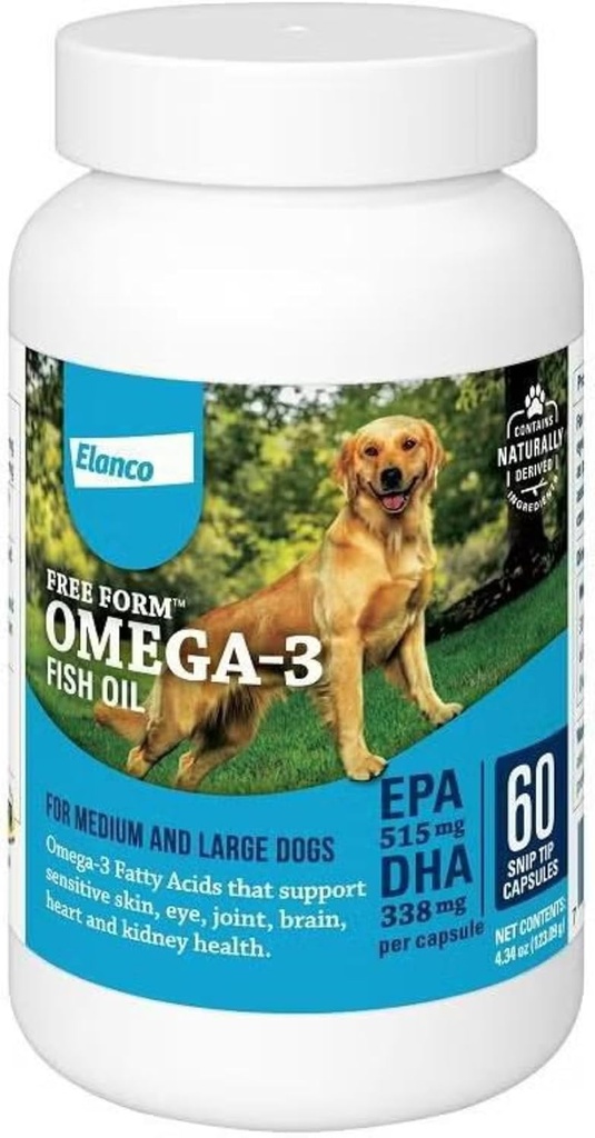 Snip vinkkejä Omega-3 Fish Oil Liquid Supplement keskikokoisille ja suurille koirille, 60