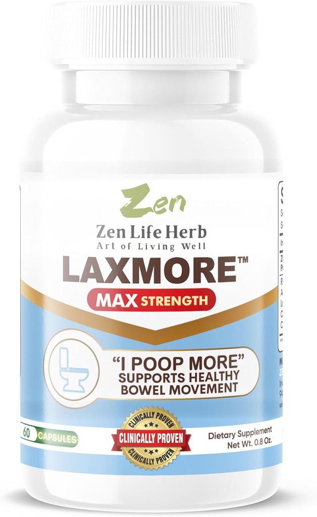 ZEN LIFE HERB LAXMORE I Poop More Max Strength 100% naturligt växtbaserat tillskott (60 kapslar)