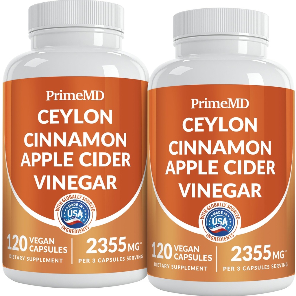 5-in-1 Ceylon Cinnamon Kapselit 2355mg - Apple Siideri Viinietikka Kapselit Turmeric, Panax Ginseng, ja Bioperine (120 Count, pakkaus 2)