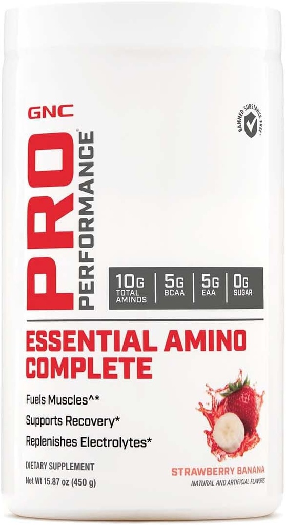 GNC Pro Performance Essential Amino Complete, Mansikka banaani, 15.87 oz., tukee lihasten hyödyntämistä