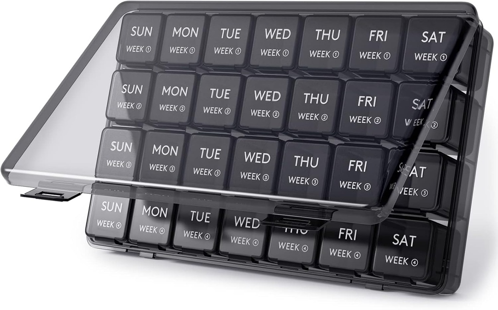 Lifewit Monthly Pill Organizer, 28 Day Pill Box, 4 veckor en månad piller fall, stora kompartement Medicin Organizer för vitaminer, fiskoljor, kosttillskott