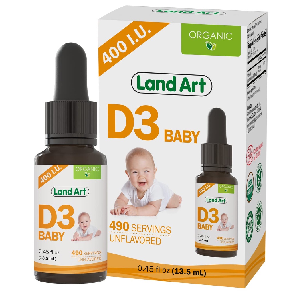 Land Art - Certified Organic D3 Dops Baby ... 400 IU per Drop...