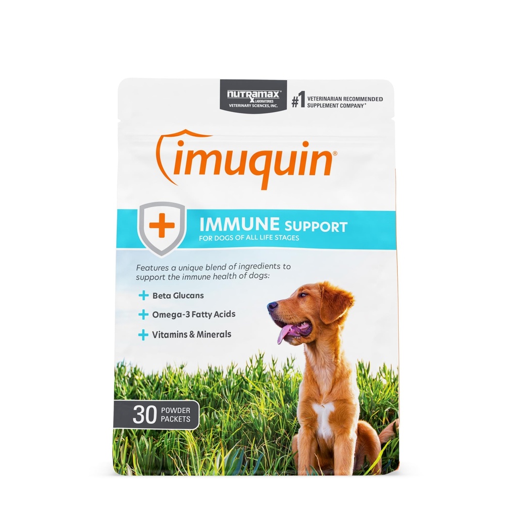 Nutramax Laboratories Nutramax Imuquin Immune Health Supplement Powder for Dogs, with Beta Glucans, Marine Lipids, Vitamiinit ja Minerals, 30 Packets, Päivitetty versio