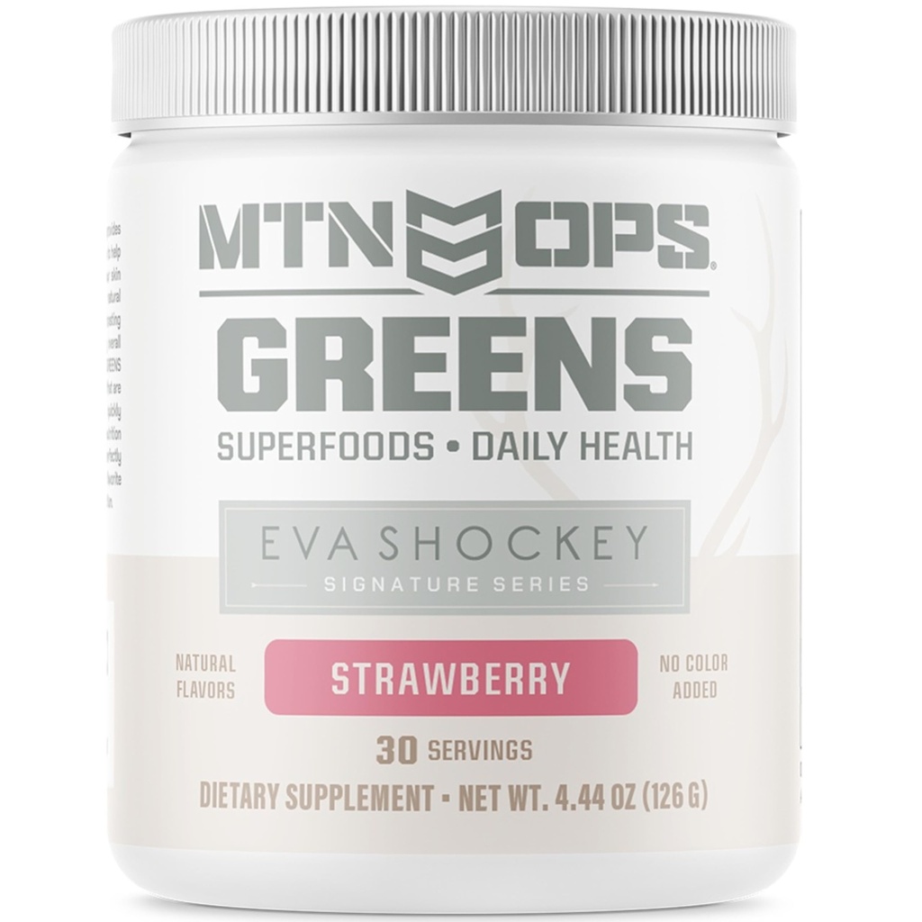 MTN OPS Eva Shockey Signature Series Super Greens Organic Super Foods Powder, Mansikka, 30 Tarjoilua, Mansikka, 4.4 Ounce