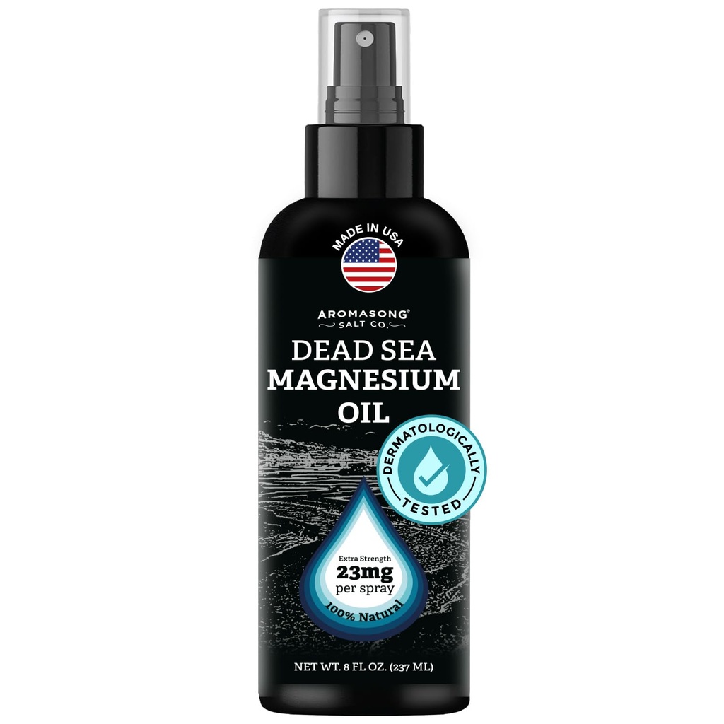 Aromasong Magnesium Spray - Extra Strength (23 mg jokaisessa Spritz) 8 Oz, Natural ja Pure Magnesium Oil Spray - Valmistettu Yhdysvalloissa - Leg Epämukava ja edistää rauhoittava uni