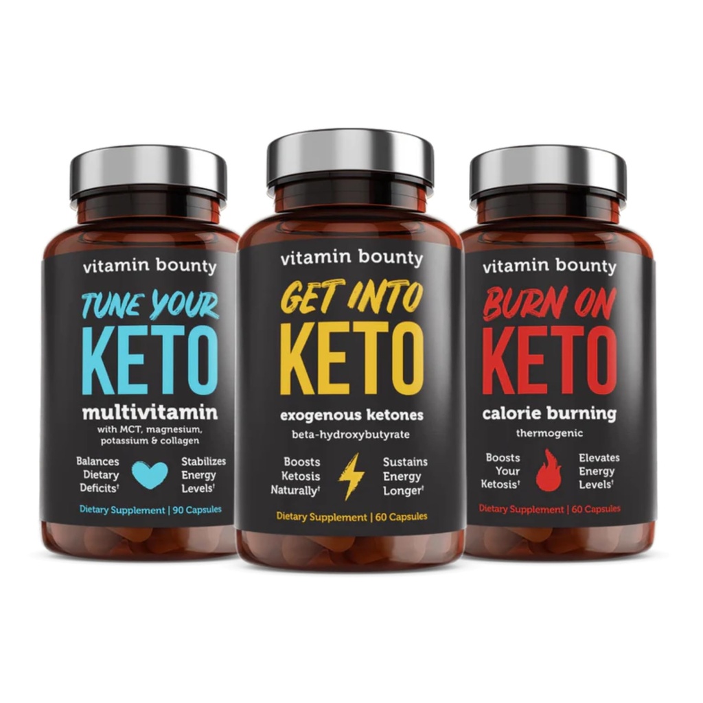 Keto Shred Starter Stack - Get Into Keto + Tune Your Keto + Burn On Keto – Metabolism, Energy & Weight Support Formulated for Keto Diet - 3 Supplement Bundle