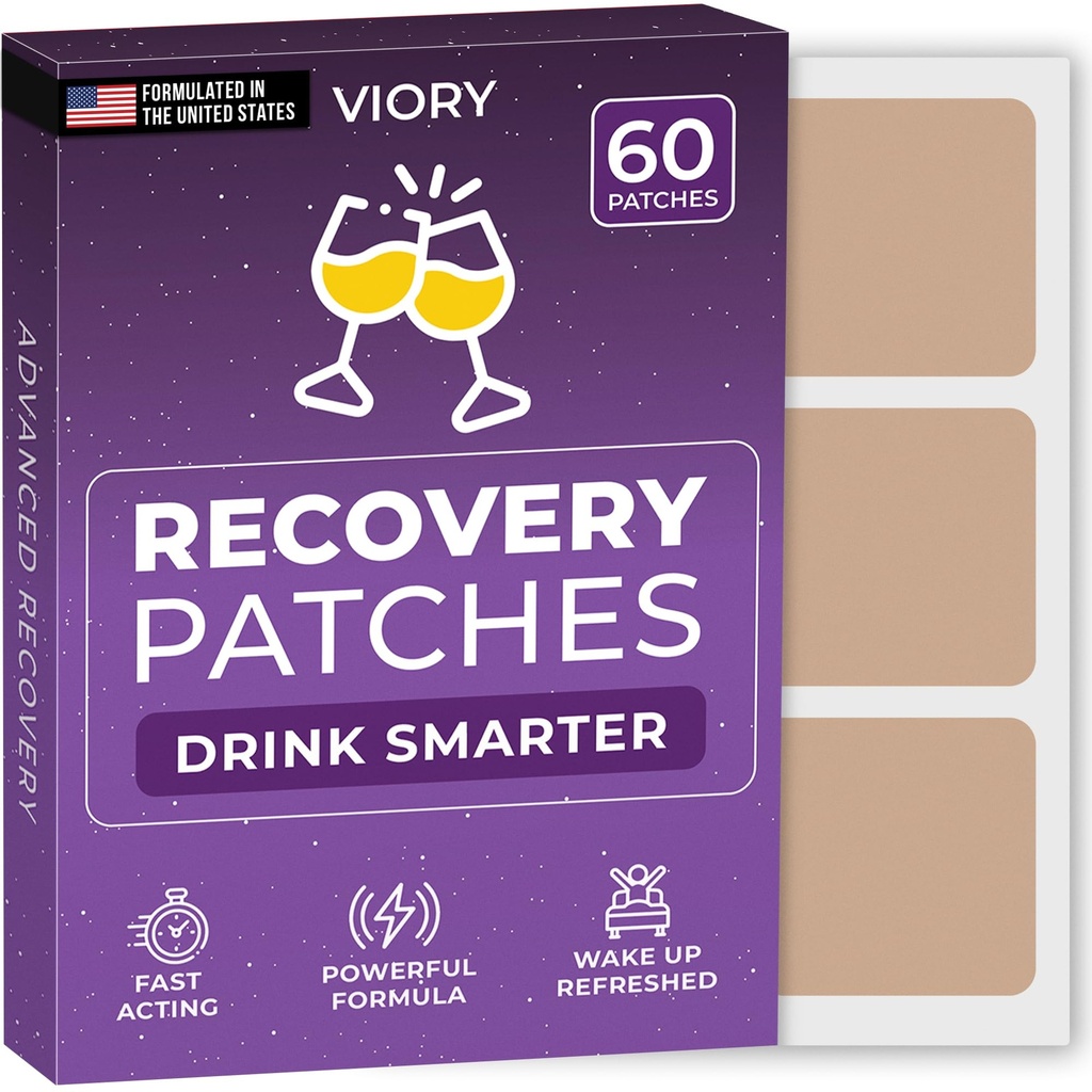 Recovery Patches 60 Pack - Vakna upp förfriskad och energiserad med våra 100% naturliga ingredienser Patch for Party - Skin-Friendly & Waterproof - Applicera innan du dricker - Förbättrad morgonformel