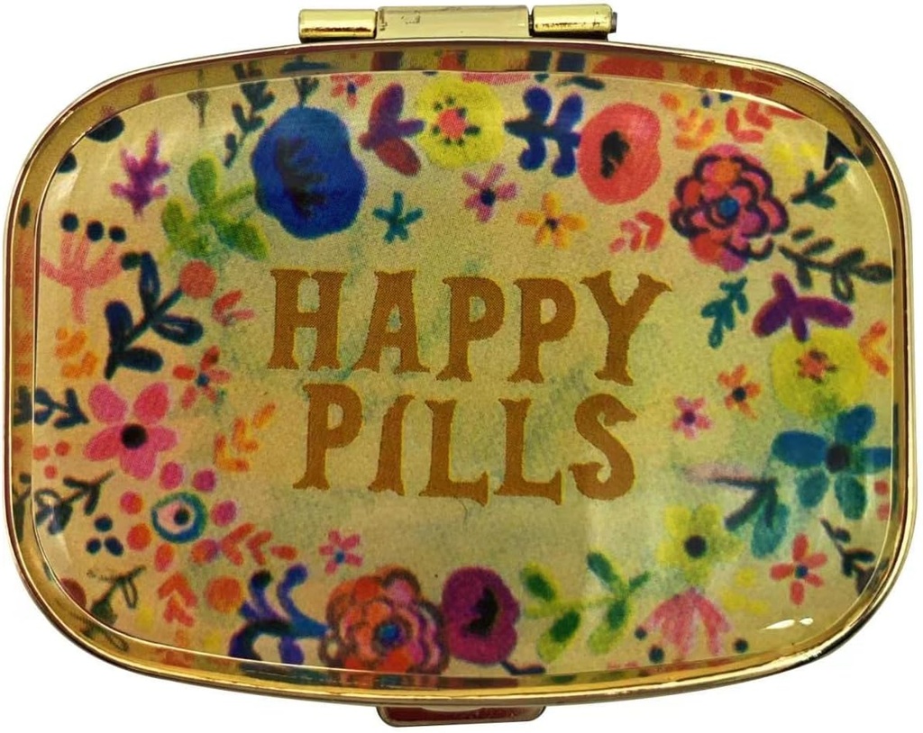 Onnellinen pillereitä pilleri Järjestäjä Söpö Metalli pilleri tapauksessa Matka Ystävällinen Kannettava Kompakti pilleri laatikko pillerikontti Hold Tylenol / Vitavans / Kalaöljy / Lisäravinteet / Medit / Pöytä kukkaro / Takki