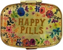 Happy Pills Pills Pill Organizer Cute Metal Pill Case Travel Friendly Portable Compact Pill Box Pill Container för att hålla Tylenol / Vitaminer / fiskolja / tillägg / Meds / tablett för handväska / ficka