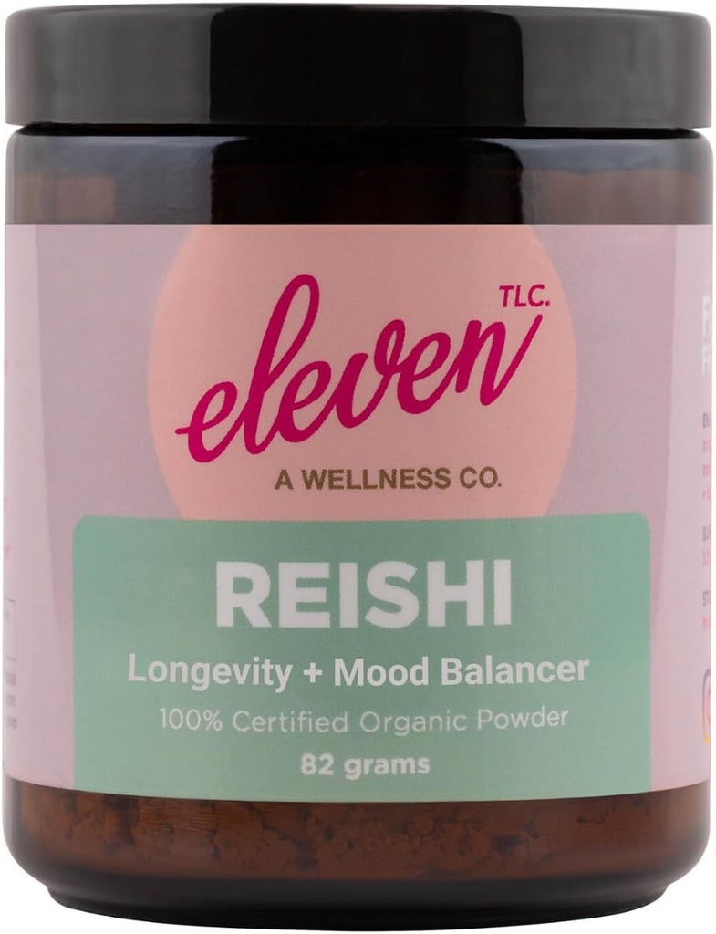11 TLC, Organic Reishi Mushroom Powder, US Grown, 3rd Party Tested, Ganoderma Lucidum, Balance Mind, Body, Energy, Immuno Wellness, Vegan, GMO-vapaa, 40 Servings (9 Ounce, Reishi)