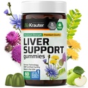 BIO KRAUTER Liver Supplement Gummies - 60 Vegan Chews w/Milk Thistle, Voikukka juuri maksan Cleanse & Detox - 80% Silymarin