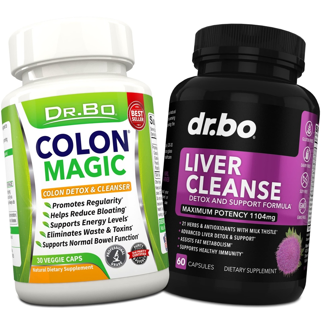 Colon Cleanse & Liver Cleanse Detox Tuki täydentää - Natural Bowel Cleanser Pillerit suoliston turvotus ja päivittäinen Ummetus Relief - Maito Thistle Voikukka Caps & Apua Sappirakko täydentää