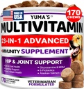 Hund Multivitamin Chewable med Glukosamin - Hund Vitaminer och tillägg - 170 Behandlingar - Senior & Puppy Multivitamin för hundar - Hip & Joint Support - Immunhälsa, hud, hjärta, matsmältning, probiotika
