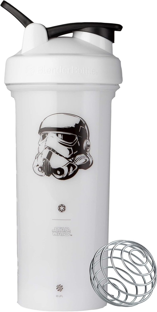 BlenderBottle Star Wars Shaker Bottle Pro Series Perfekt för Protein Shakes och Pre Workout, 28-Ounce, Stormtrooper