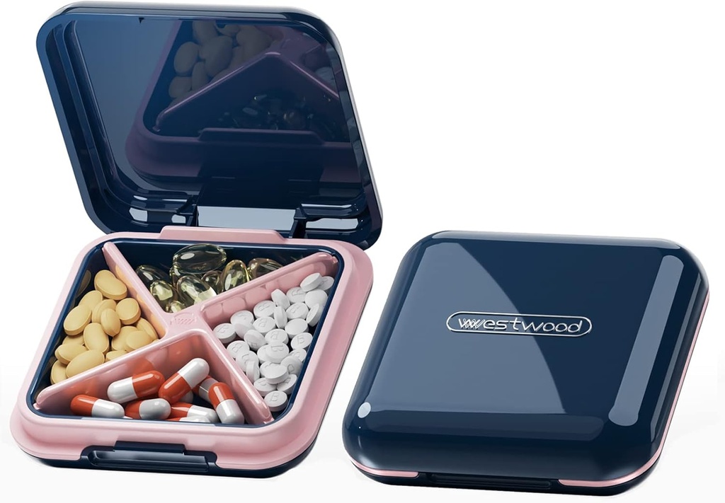 DUBSTAR Pill Box - Vattentät Portable Daily Small Case för Purses Pocket Compact Travel Medicine Holder för vitaminer, fiskoljor, tillägg,Medication (Deep Blue)