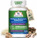 Cancer Sciences Organic Mushroom Supplement Capsules - 1 500mg Non-GMO Wellness Mushroom Complex 40% Beta-Glucans -Turkey Tail, Reishi, Cordyceps, Chaga Extract för Brain & Immune Support 120 kapslar