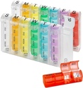Viikottainen pilleri Organizer - (Pakki 2) pillereitä pillereitä pillereitä ja vitamiineja joka päivä viikko, neljä kertaa päivässä lääkkeiden muistutus, helppo lukea AM/PM Osastot maanantaista sunnuntaihin matkalaukku