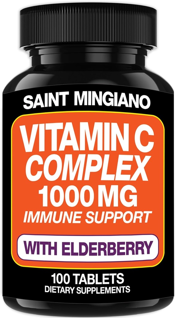 C-vitamiini 1000 mg kanssa Elderberry täydentää - Double Standard Annostus 14 erityisesti suunnitellut ainesosat - 100 kapseli / 3 kuukautta.