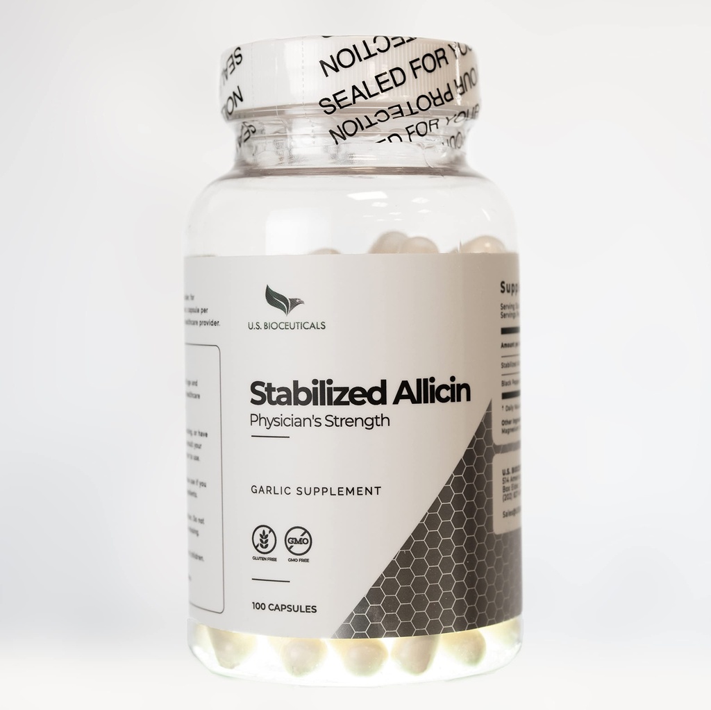 Vakautettu Allicin (ei-GMO) - 700,000 mcg Allicin per pullo - Laboratory Tested - cGMP Certified Manufacturing