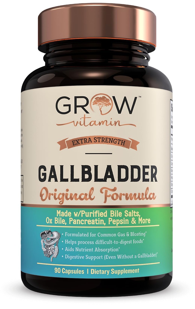 kasvaa vitamiinia Alkuperäinen Sappirakko Formula, Valmistettu w/Purified Bile Salts & Ox Bile Ruoansulatuskanavan Enzymes - Sisältää huolellisesti valitut digestiivinen yrtit - 90 kapselia