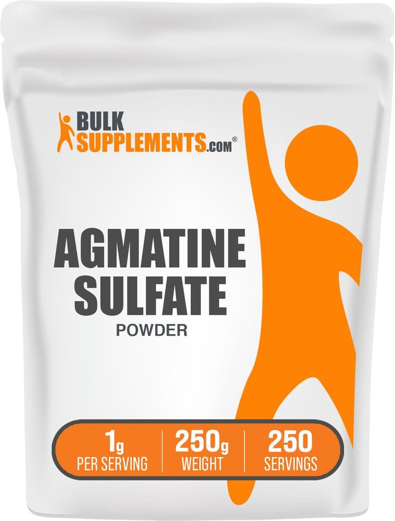 BulkSupplements.com Agmatine Sulfate Powder - Typpioksidi Supplement, Pre Treout Powder - makuamaton & Gluteeniton, 1 g per tarjoilu, 250g (8.8 oz) (Pakkaus 1)