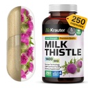 BIO KRAUTER® Milk Thistle Supplement for Liver Cleanse & Detox - Pure Vegan Milk Thistle Extract 1400 mg per Serving Сontains Silymarin - 250 kapselia, 125 päivän toimitus, ei-GMO