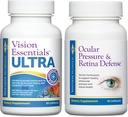 Premium Eye Health Bundle innehåller Vision Essentials ULTRA för Macular & Retinal Health, Eye Strain, Ocular Pressure, Torra ögon och Ocular Pressure & Retina Defense för ytterligare hälsosam intraokulär