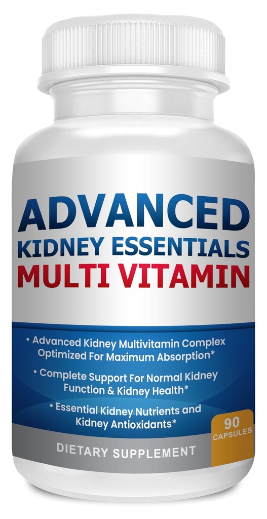 Kehittyneet munuaiset Essentials Multivitamiini. Munuaisten tuki täydentää täydellinen munuaisten terveys. Munuaisten terveys täydentää munuaisten vitamiineja 90 Caps