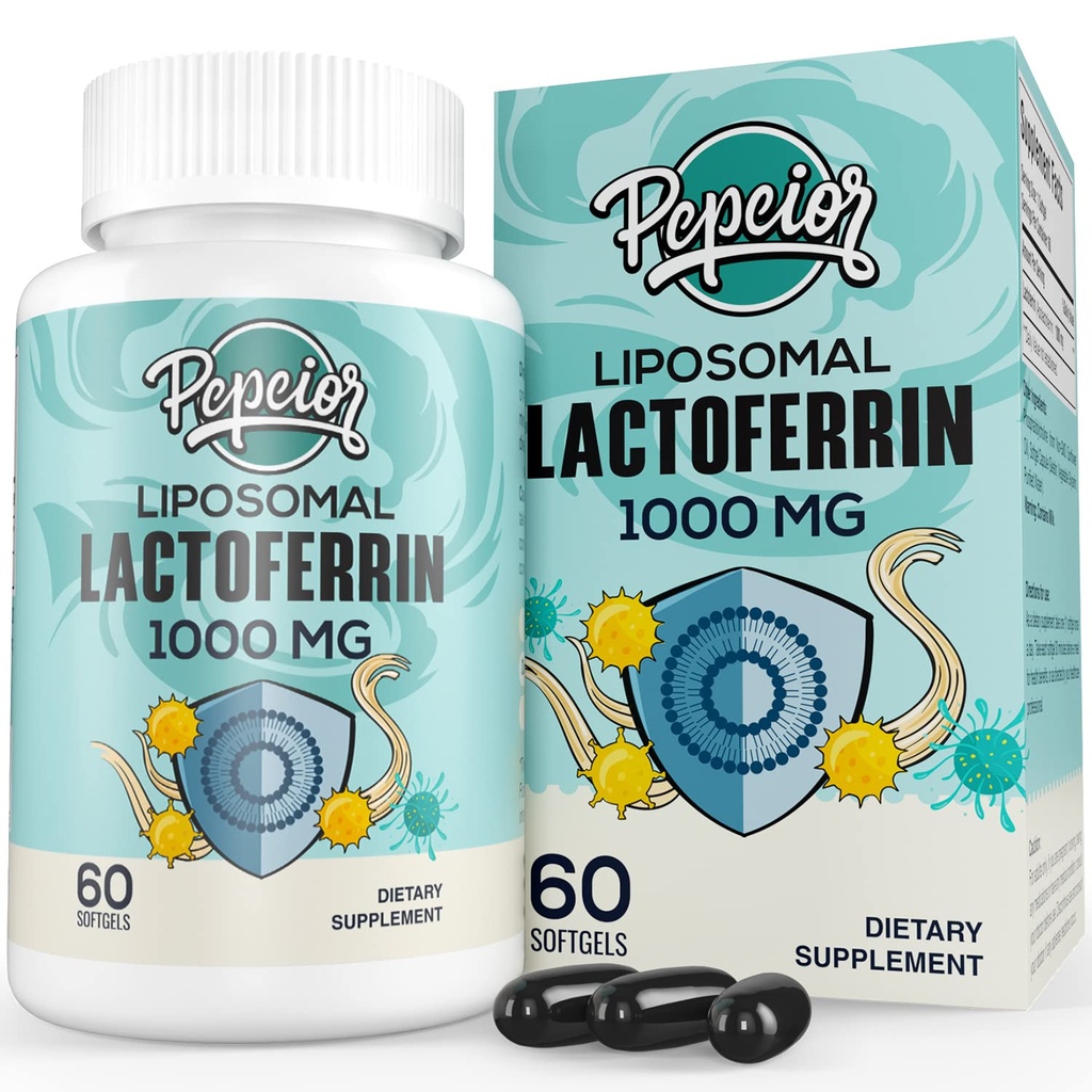Liposomaalinen Naudan Lactoferriini 1000 mg - Suurempi Imeytyminen - Imeytyminen ja immuunitoiminta Lactoferriinin lisäravinteet aikuisille, 60 Softgelia