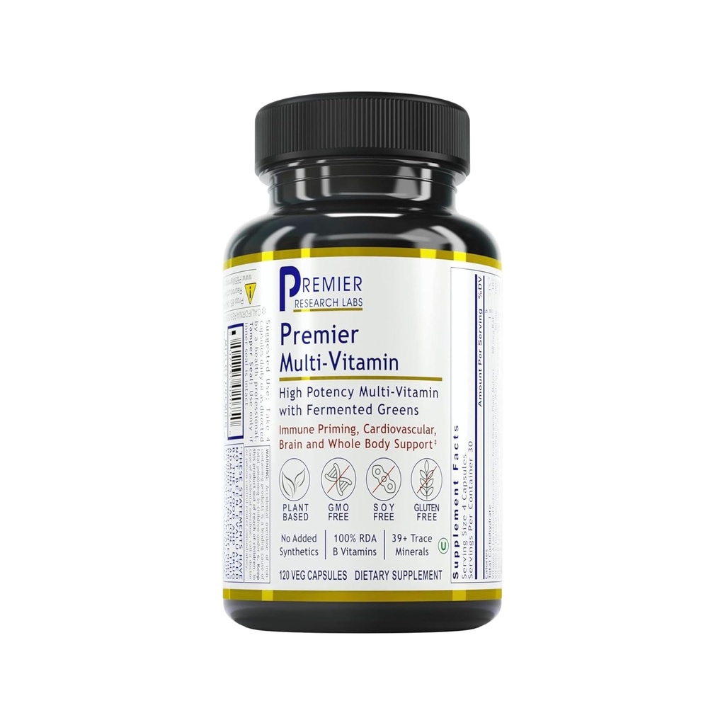 Premier Research Labs Multi-Vitamin - Immune, Brain & Heart Support  Gluteenittomat ja soijattomat - 120 kasviperäistä kapselia