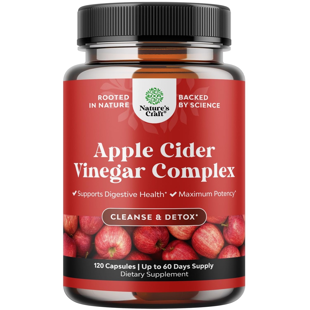 Rengöring Apple Cider Vinegar Capsules - ACV Cleanse och Detox Pills för Gut och Digestive Health med bantning Cayenne - Extra Styrka ACV kapslar för Gut Cleanse och Full Body Detox (60 portioner)