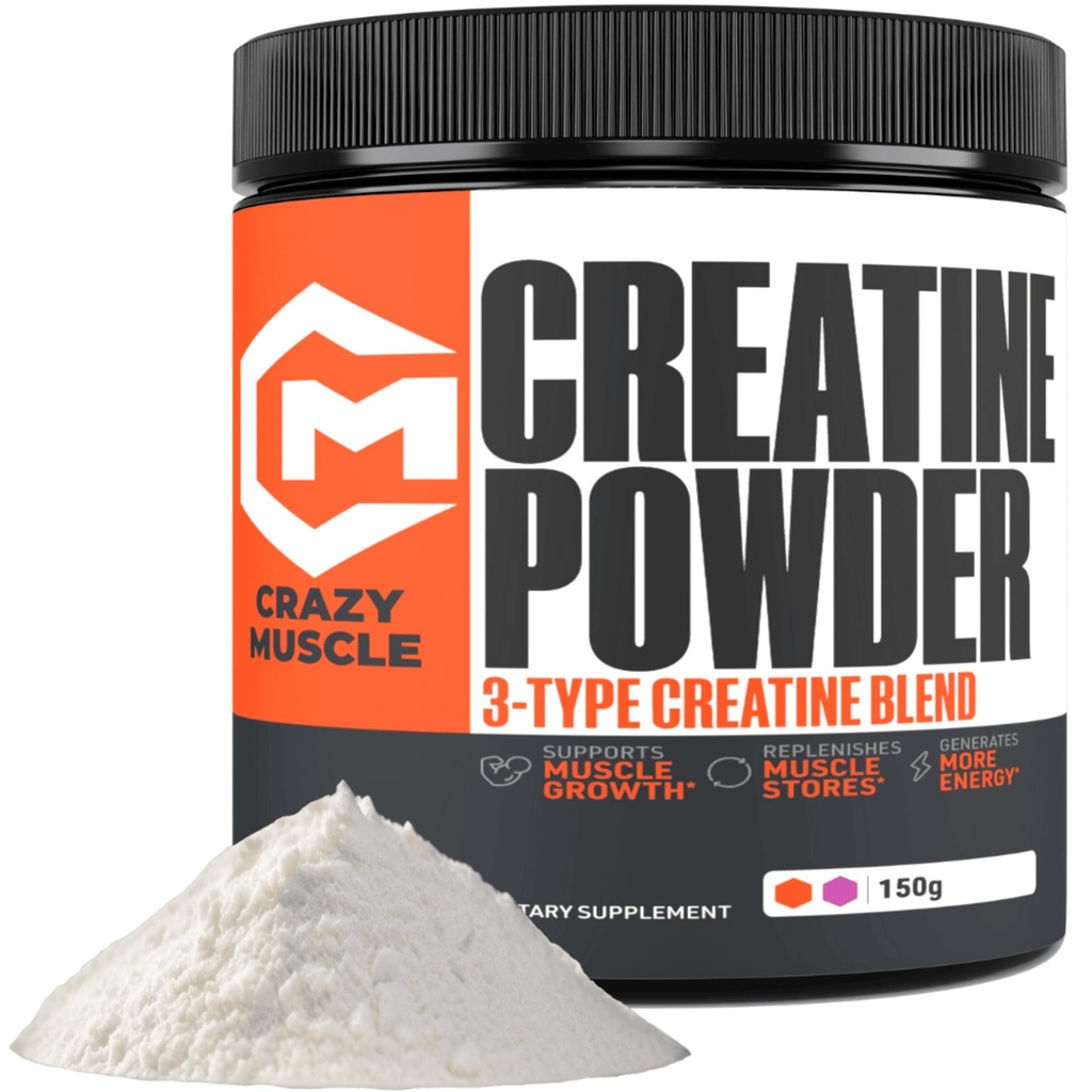 Hullu lihas Creatiini Monohydraatti Powder, 5000mg Premium 3X ThreeAtine Pre harjoitus Mass Gainer, korkea imeytyminen Helppo ottaa Powder Optimum Performance miehille & naisille, 30 tarjoilut