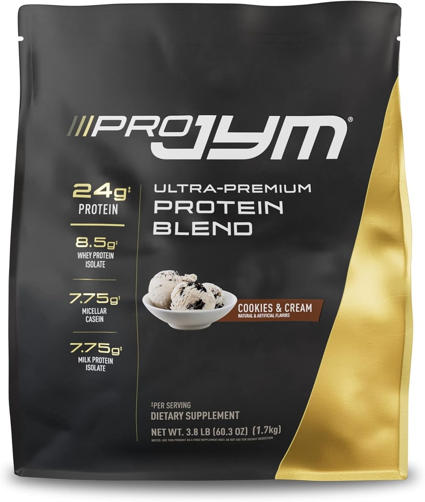 Pro JYM Cookies & Cream Protein Powder - Whey Protein Isolates, Casein, & Milk Protein, Lean Muscle Building för Män & Kvinnor, JYM Supplement Science, 45 portioner