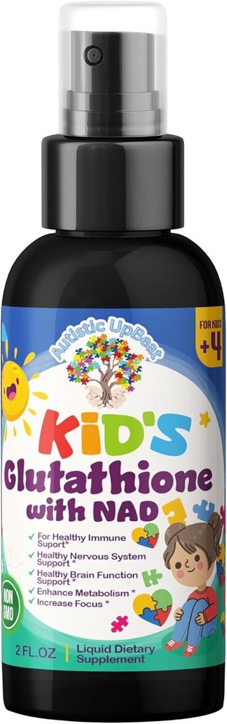 Autistic UpBeat: Kidin glutationi NAD Spray 60:llä tarjoilut, antioksidantti, immuunituki, energiatehokas, solujen terveys, detoxification, aivojen toiminta ja kognitiivinen tuki, helppokäyttöinen