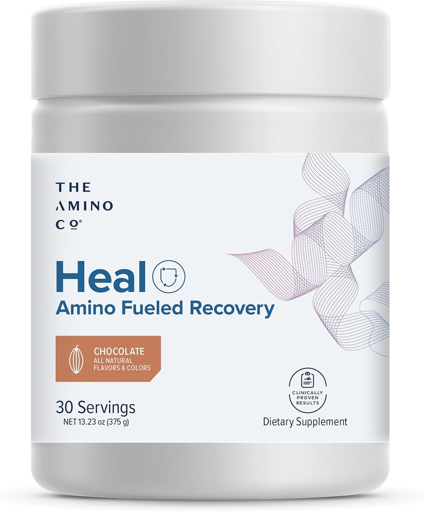 The Amino Co. - Heal - Post Treout Recovery Juo Pure Ea Amino Acid Formula - Creatiini Monohydraatti Powder for Efficient Muscle Repair, Vegan, ja Keto-Friendly Chocolate Flavor - 13.23oz.