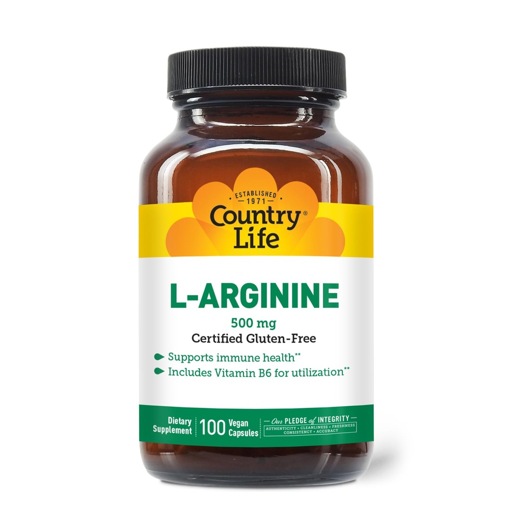 Maa Life L-arginiini Caps kanssa B-6, 500 mg, 100 vegan kapselit, Certified Gluten Free, Certified Vegan