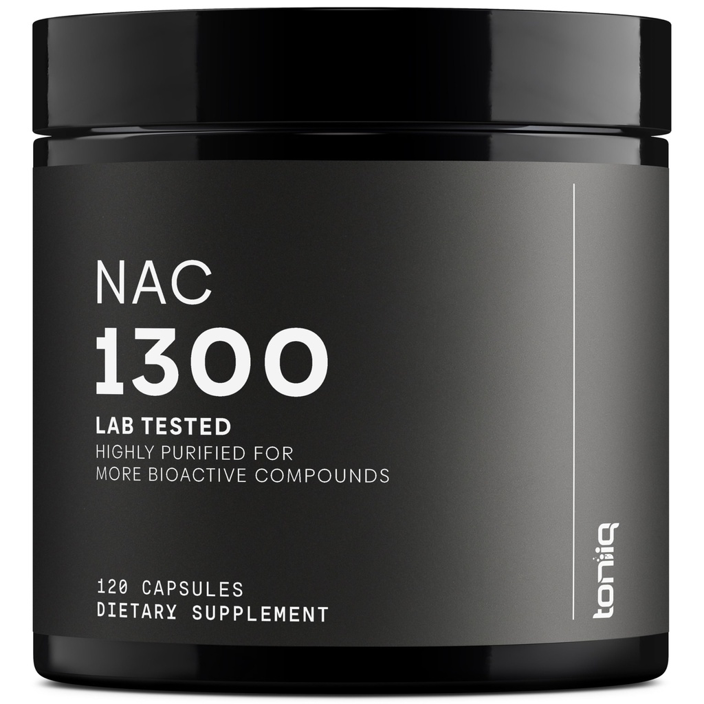 Toniq 1300mg NAC - 2 kuukauden tarjonta - Min. 98%+ Testattu puhtaus - Ultra korkea vahvuus Biosaatavissa oleva NAC Cysteine Supplement - 120 Kasvissyöjä N Acetyl Cysteine Kapselit -Lab Testattu TQ
