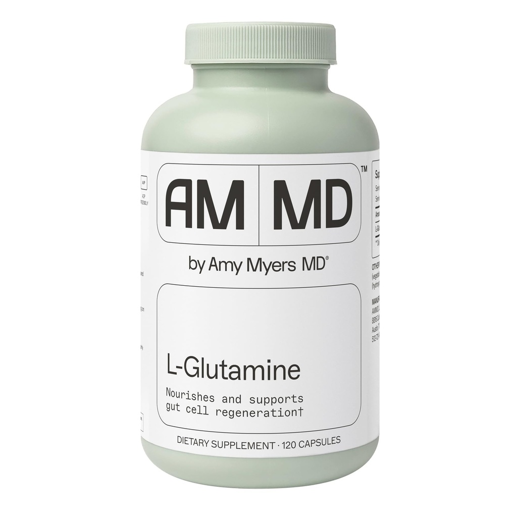 Amy Myers MD L-Glutamine Capsules - Cell Health Supplement - Gut Cleanse & Soothing Support för magbefrielse - Hälsosam muskelstöd - Vuxenhälsotillskott