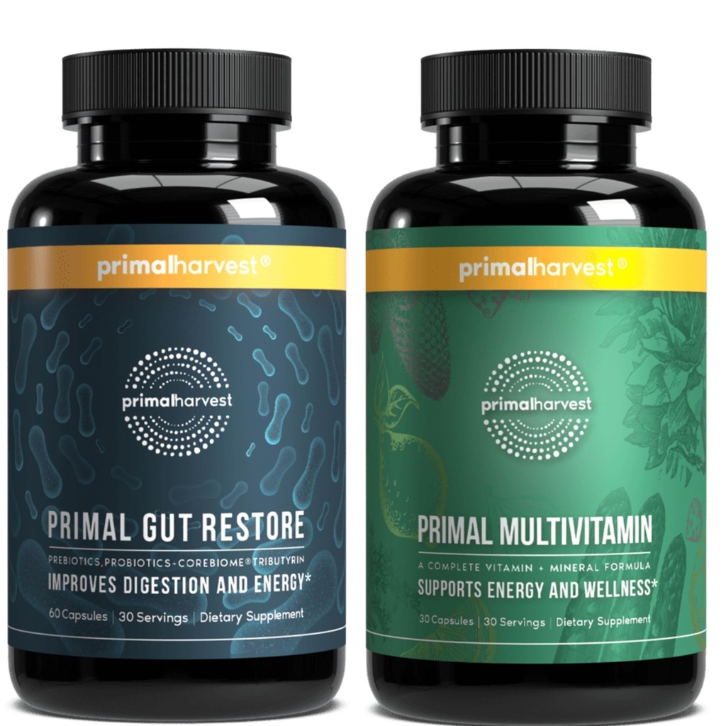 Primal Harvest Gut Palauta & Multivitamiini täydentää naisten ja miesten Multivitamiini kapselit ja Colon Cleanse pillereitä Bundle