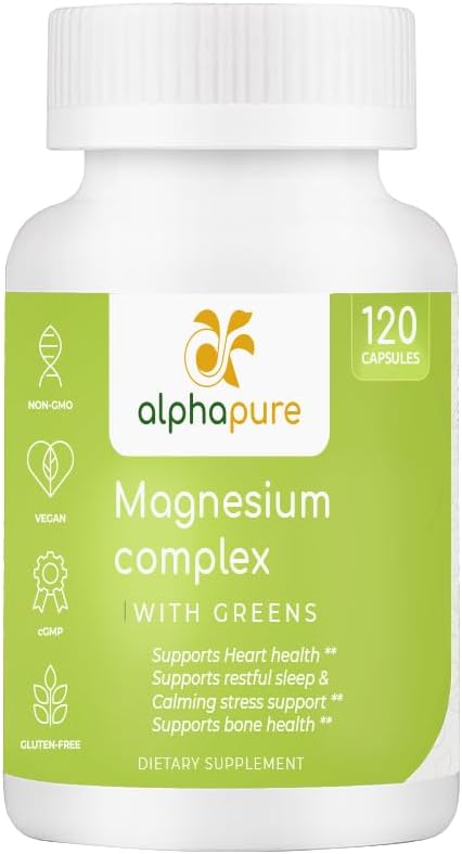 Magnesium Complex Greens, Magnesium Glycinate, Magnesium Gluconate, ja Magnesium Malate Provider 250 mg Elemental Magnesium Per Serving, Kolmas osapuoli testattu. Plus Viisi vihreää rikas magnesiumissa